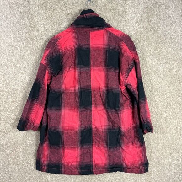 BDG Shacket Cardigan Womens‎ XS Red/Black Plaid Flannel Oversized Fit Open Front - Picture 10 of 11